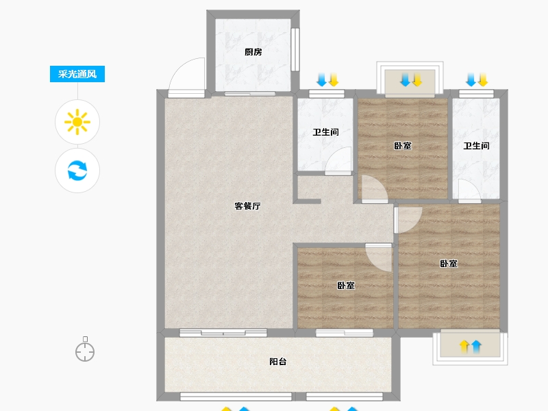 湖北省-孝感市-东方·状元成-83.58-户型库-采光通风