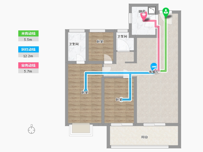 河南省-信阳市-东方今典·印象湖山-83.67-户型库-动静线