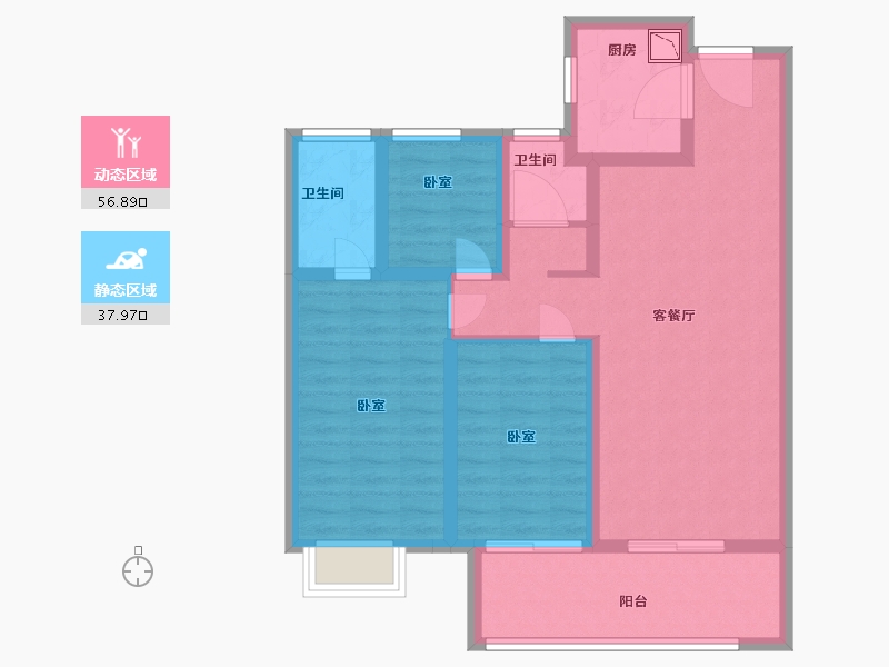 河南省-信阳市-东方今典·印象湖山-83.67-户型库-动静分区