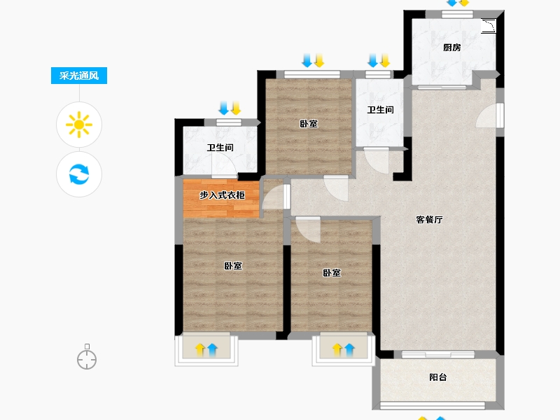 湖北省-武汉市-海伦堡汉江府-82.62-户型库-采光通风