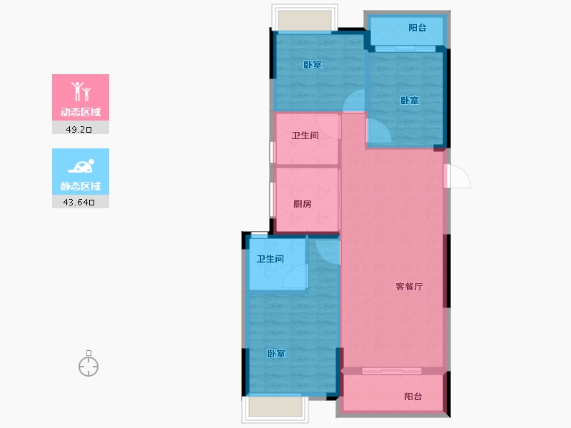 湖北省-武汉市-帝大御璟城-84.22-户型库-动静分区