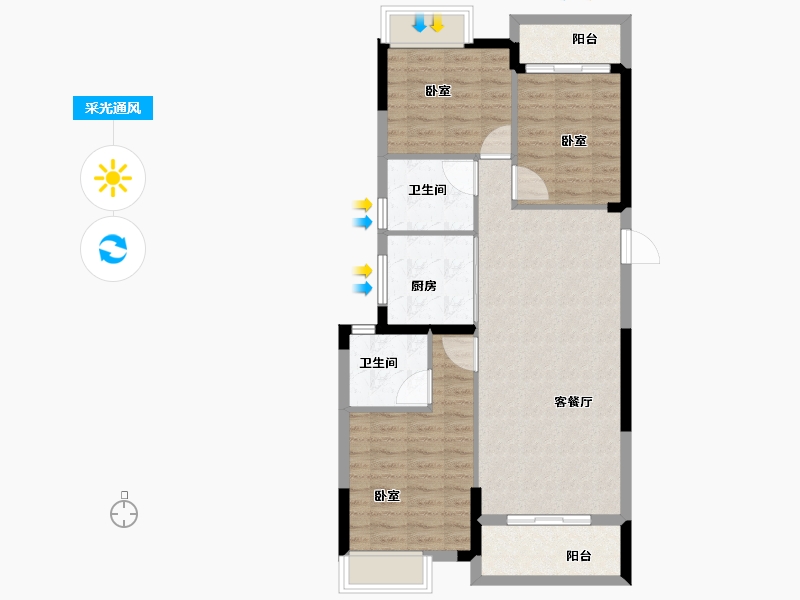 湖北省-武汉市-帝大御璟城-84.22-户型库-采光通风