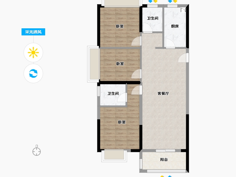 湖北省-武汉市-九坤五环璟城-87.00-户型库-采光通风