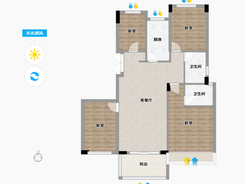 湖北省-宜昌市-锦昌春风十里-101.51-户型库-采光通风