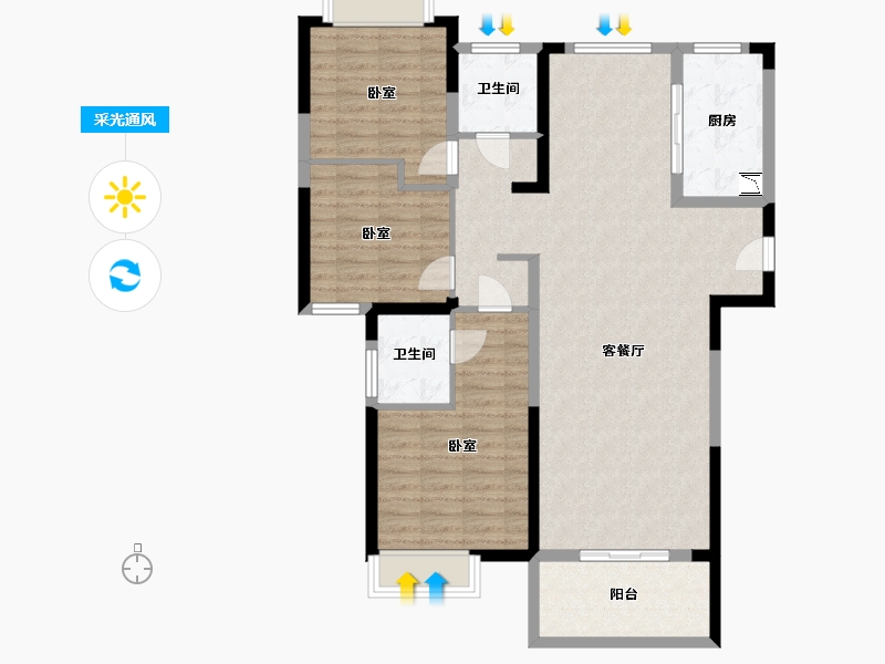 湖北省-武汉市-武地华发时光-108.00-户型库-采光通风