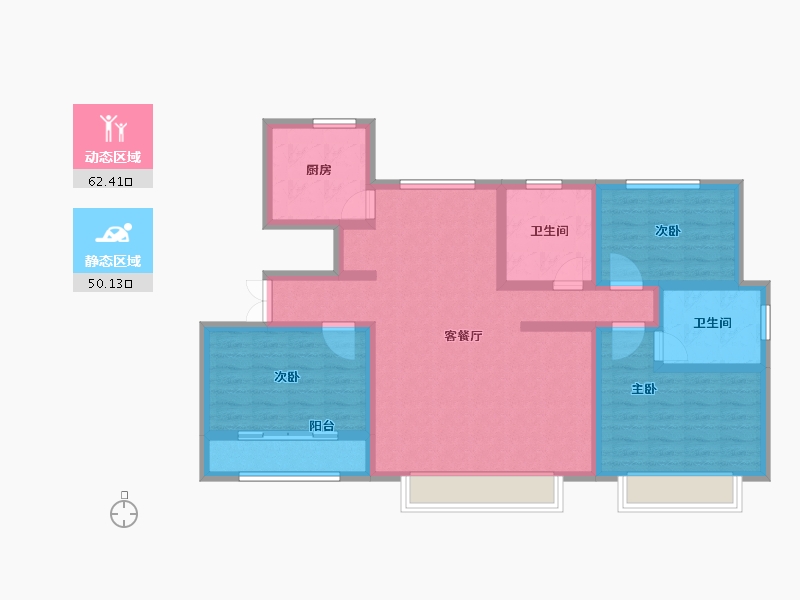 山东省-东营市-金辰胜泰花苑-99.49-户型库-动静分区