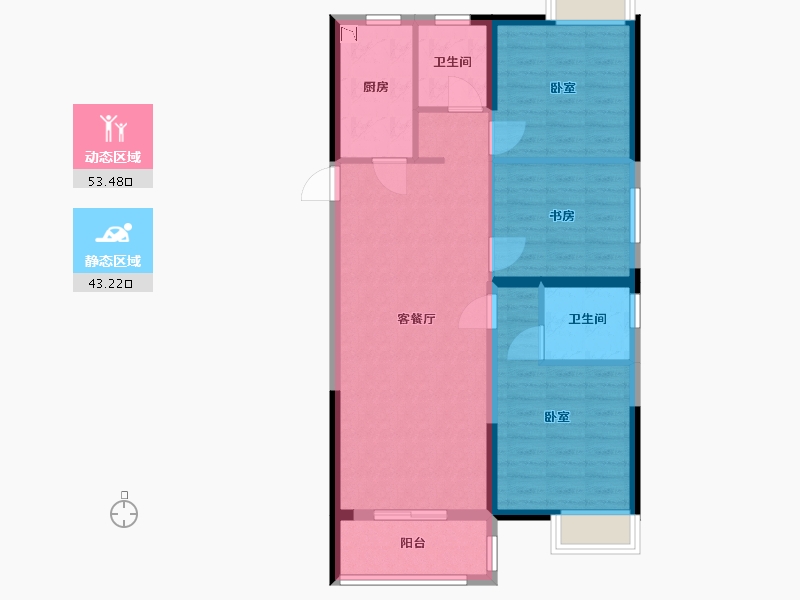 湖北省-武汉市-九坤五环璟城-87.00-户型库-动静分区