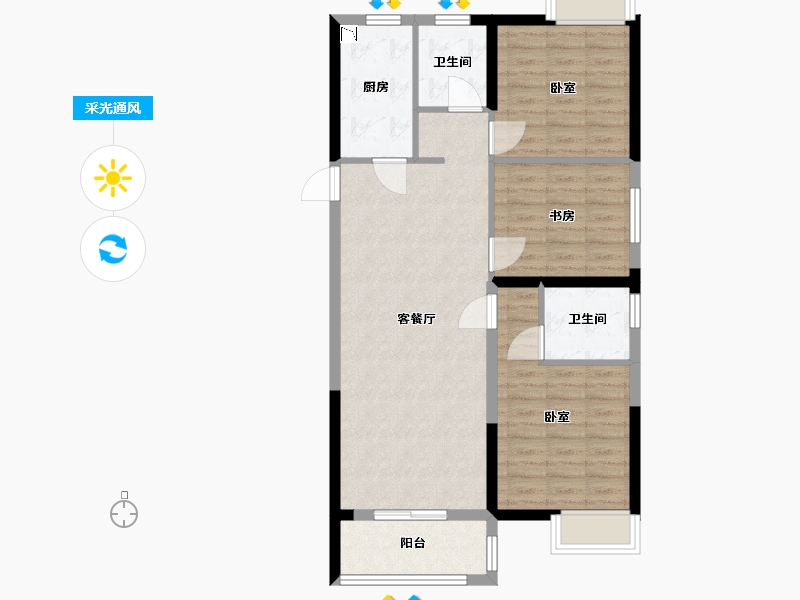 湖北省-武汉市-九坤五环璟城-87.00-户型库-采光通风