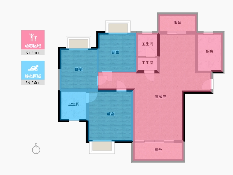 湖南省-岳阳市-星宇总部国际-89.05-户型库-动静分区