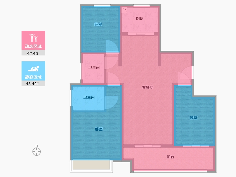 河南省-驻马店市-龙湖美景-103.87-户型库-动静分区