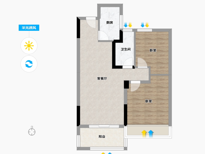 湖北省-宜昌市-锦昌春风十里-61.65-户型库-采光通风