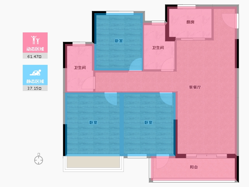 湖北省-宜昌市-锦昌春风十里-88.27-户型库-动静分区