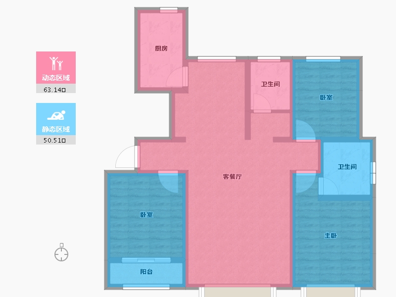 山东省-东营市-金辰胜泰花苑-101.07-户型库-动静分区