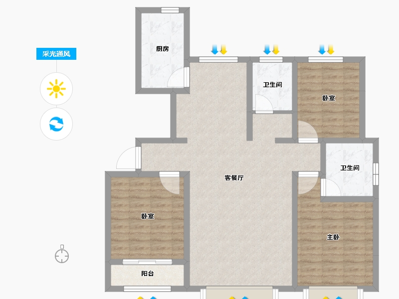 山东省-东营市-金辰胜泰花苑-101.07-户型库-采光通风