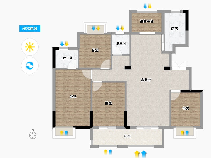 河南省-驻马店市-遂平天纵御府-114.00-户型库-采光通风