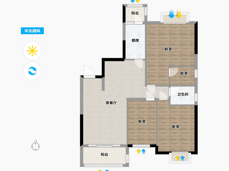 湖南省-常德市-四季红新城-105.68-户型库-采光通风