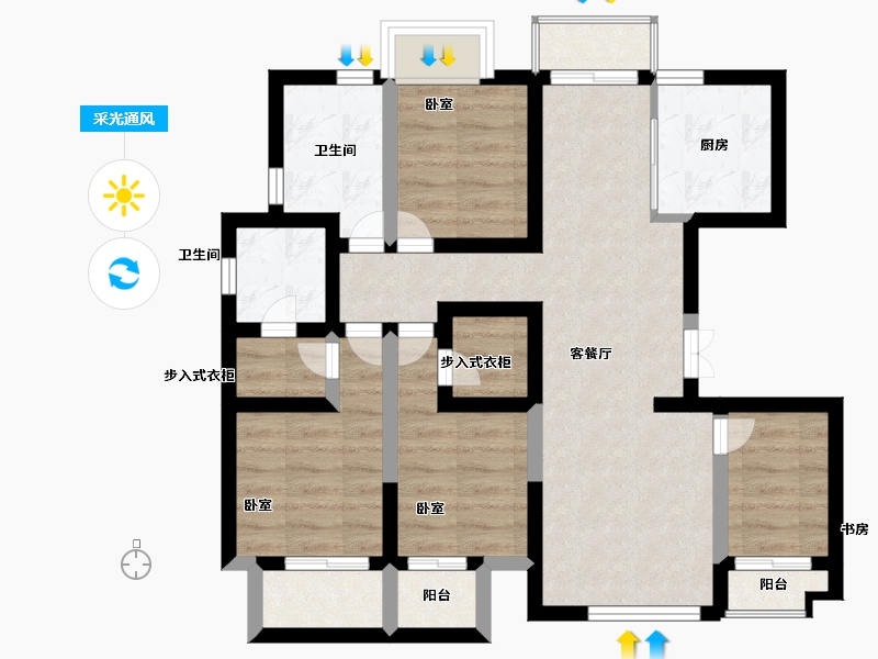 江苏省-宿迁市-春晓金水湾-70.69-户型库-采光通风