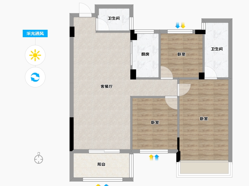 湖北省-宜昌市-锦昌春风十里-84.14-户型库-采光通风