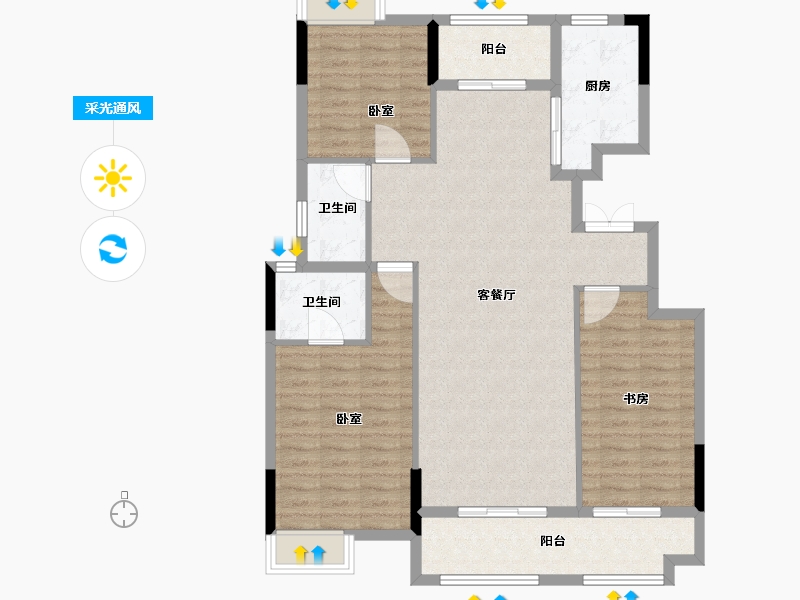 河南省-驻马店市-遂平天纵御府-110.00-户型库-采光通风