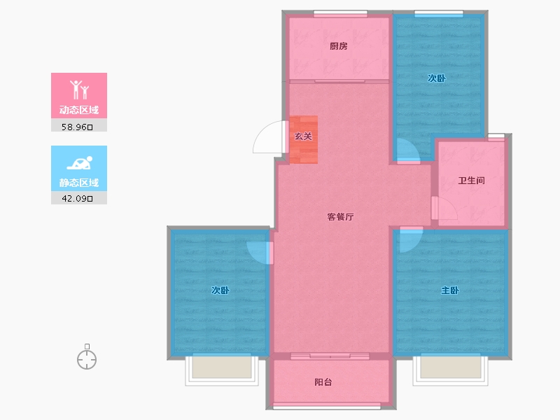 山东省-淄博市-湖岸名居-91.00-户型库-动静分区