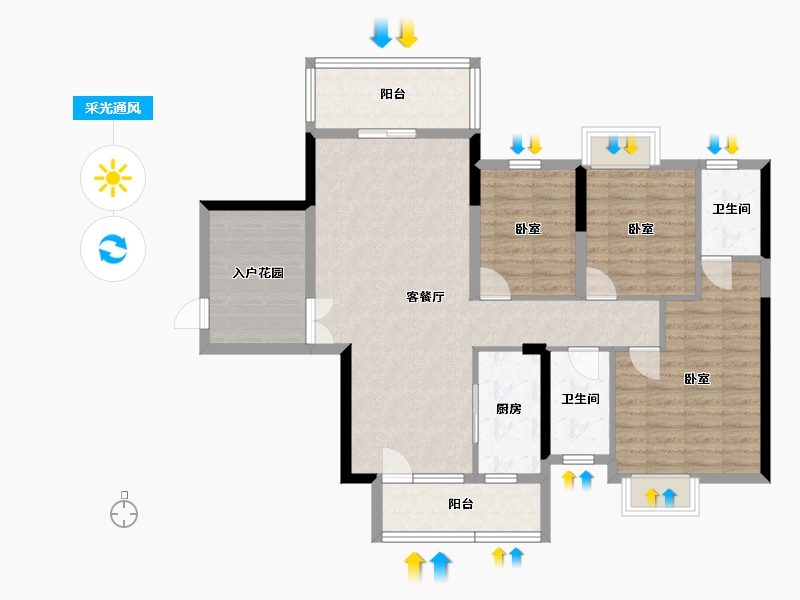 湖南省-湘潭市-银港国际-103.87-户型库-采光通风