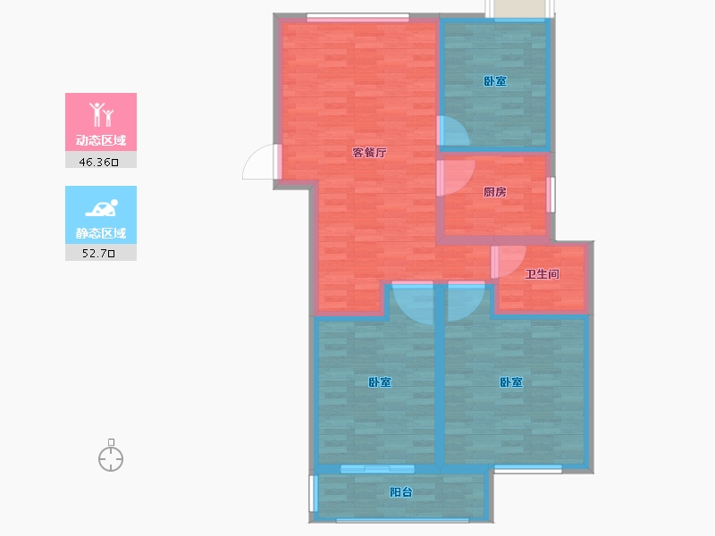 江苏省-宿迁市-美林尚东壹号-88.51-户型库-动静分区