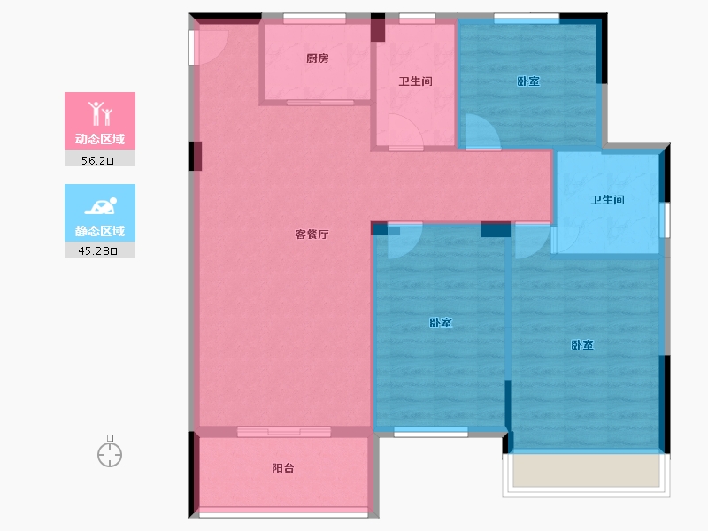 湖北省-宜昌市-锦昌春风十里-92.48-户型库-动静分区