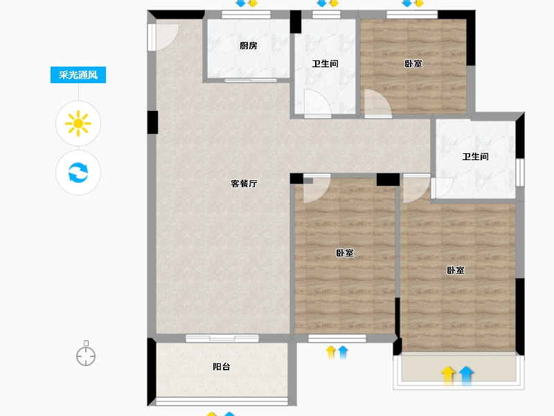 湖北省-宜昌市-锦昌春风十里-92.48-户型库-采光通风