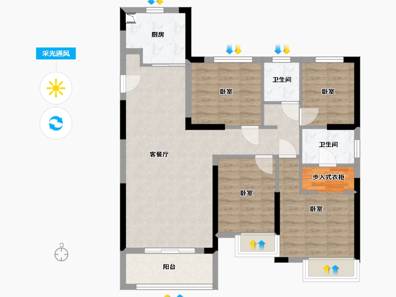 湖北省-武汉市-海伦堡汉江府-89.77-户型库-采光通风