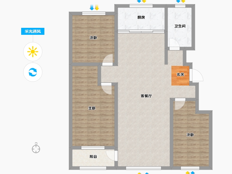 山东省-淄博市-学府雅苑-111.00-户型库-采光通风