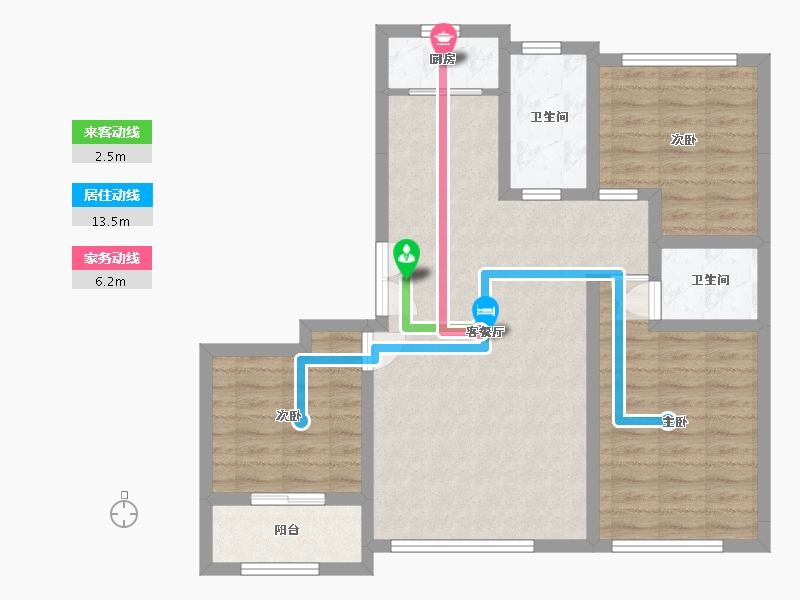 山东省-潍坊市-金庆御花园-85.43-户型库-动静线