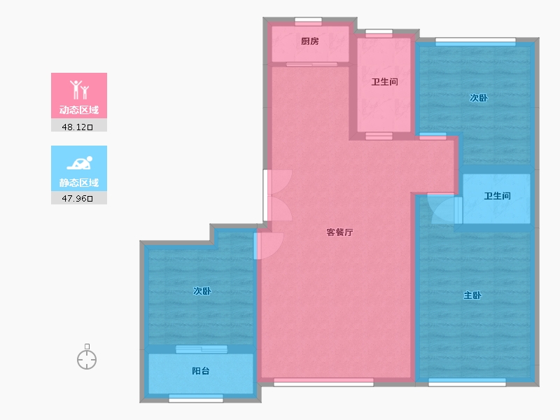 山东省-潍坊市-金庆御花园-85.43-户型库-动静分区