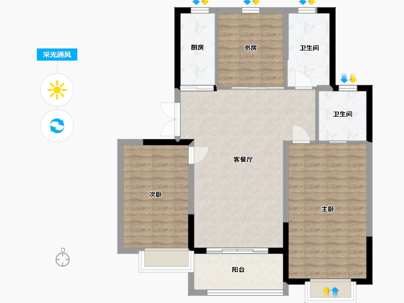 山东省-潍坊市-宏帆广场-102.29-户型库-采光通风