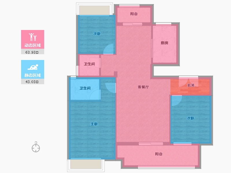 安徽省-滁州市-蓝城明光诚园-96.48-户型库-动静分区