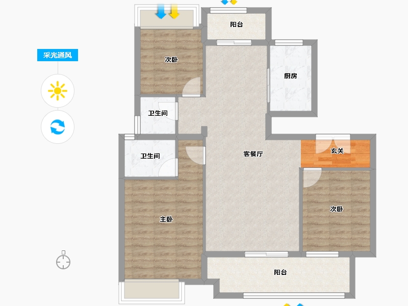 安徽省-滁州市-蓝城明光诚园-96.48-户型库-采光通风