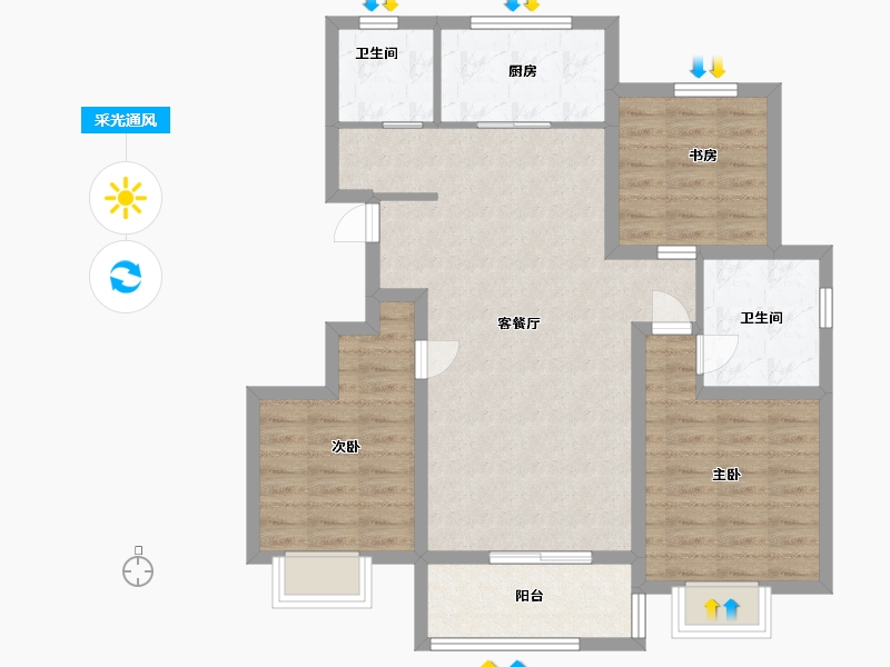 山东省-潍坊市-甘棠德智园-88.00-户型库-采光通风