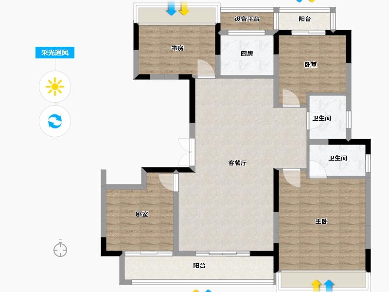 河南省-南阳市-常绿卧龙府-116.00-户型库-采光通风