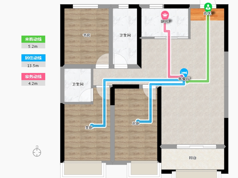 山东省-淄博市-上地财富广场-83.55-户型库-动静线