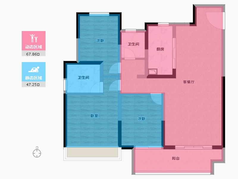 河南省-南阳市-金科·集美晴洲-102.87-户型库-动静分区