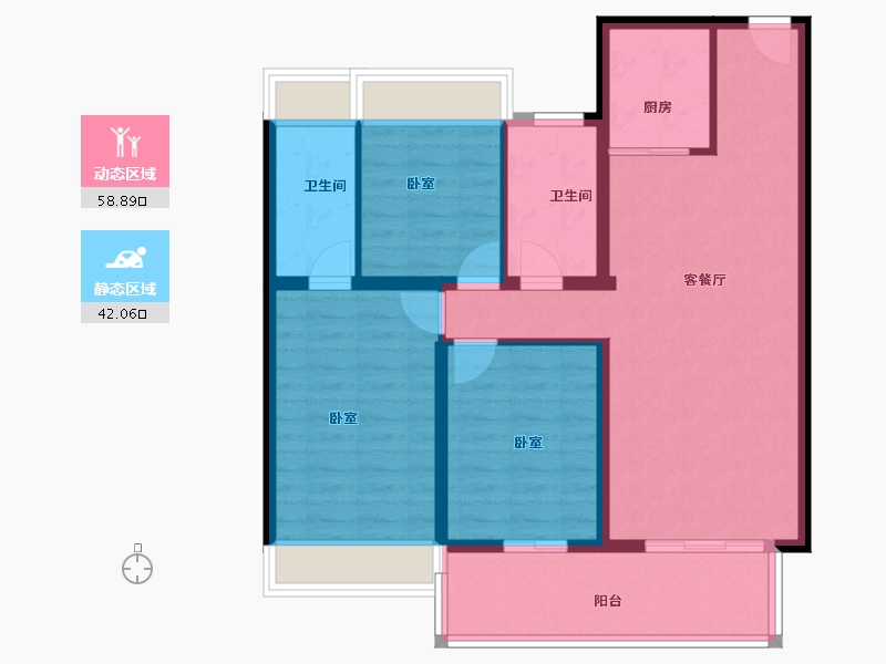 湖北省-黄冈市-威尼斯得月广场-90.54-户型库-动静分区