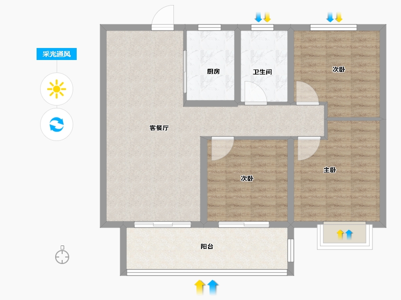 山东省-济南市-祥生西江樾-85.26-户型库-采光通风