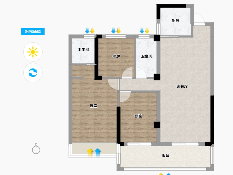 湖北省-黄冈市-泰禾富·凤凰府-88.83-户型库-采光通风