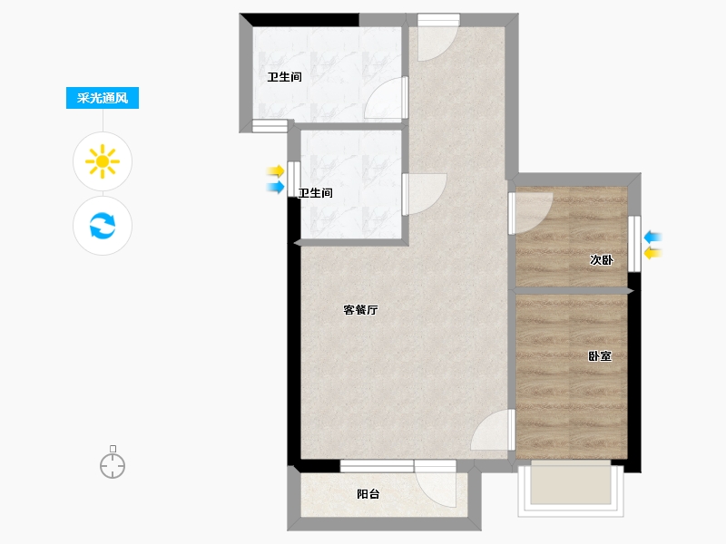 湖北省-武汉市-庭瑞中心-46.62-户型库-采光通风