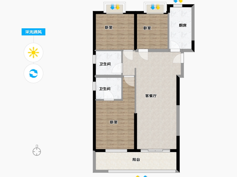 湖北省-武汉市-中建锦绣楚城-103.00-户型库-采光通风