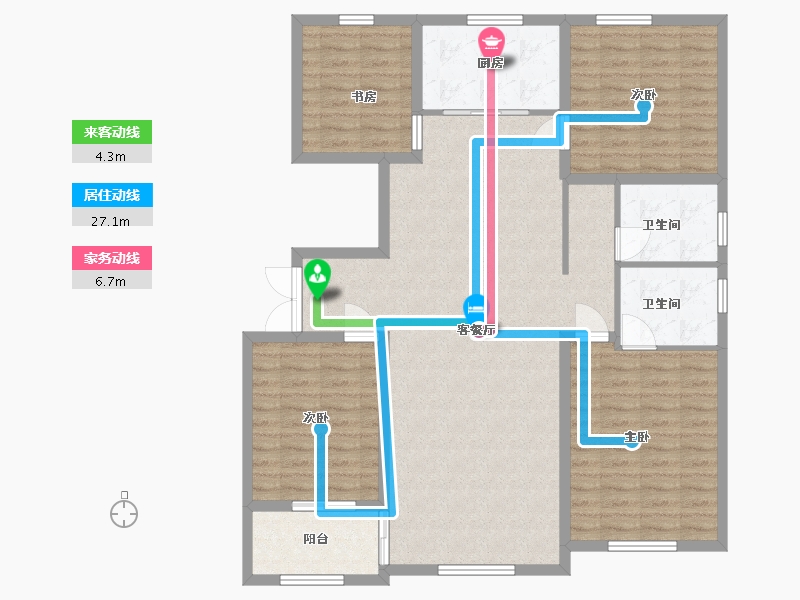 山东省-潍坊市-金元方山公馆-126.40-户型库-动静线