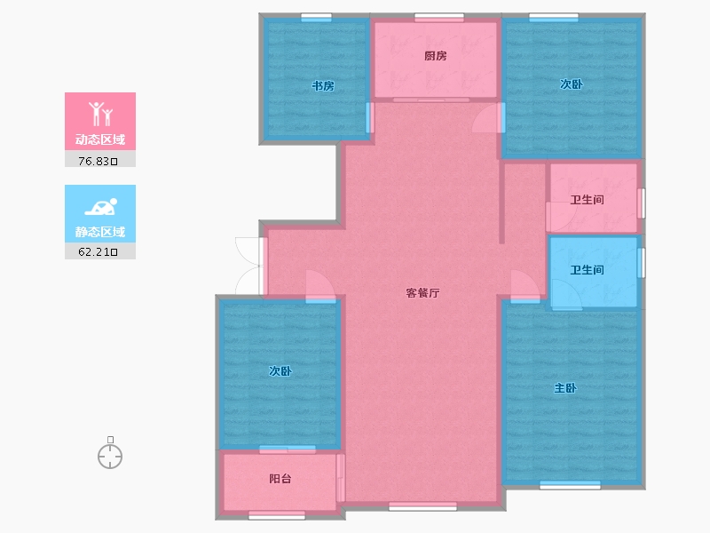 山东省-潍坊市-金元方山公馆-126.40-户型库-动静分区