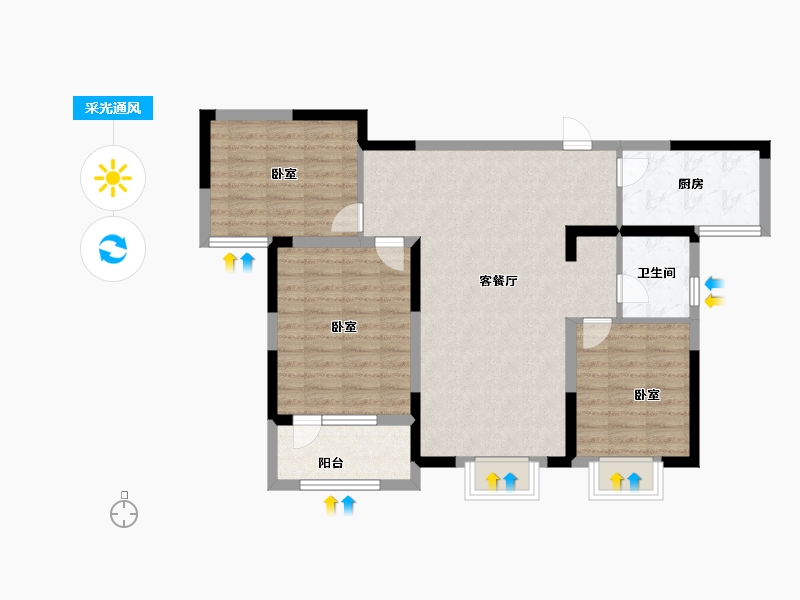 山东省-济宁市-亿丰壹品轩-87.00-户型库-采光通风