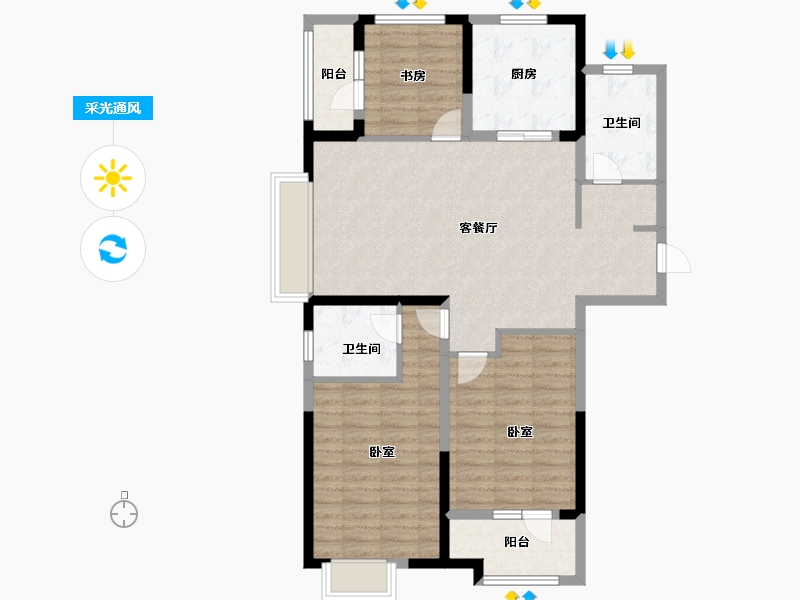 山东省-济宁市-亿丰壹品轩-97.00-户型库-采光通风