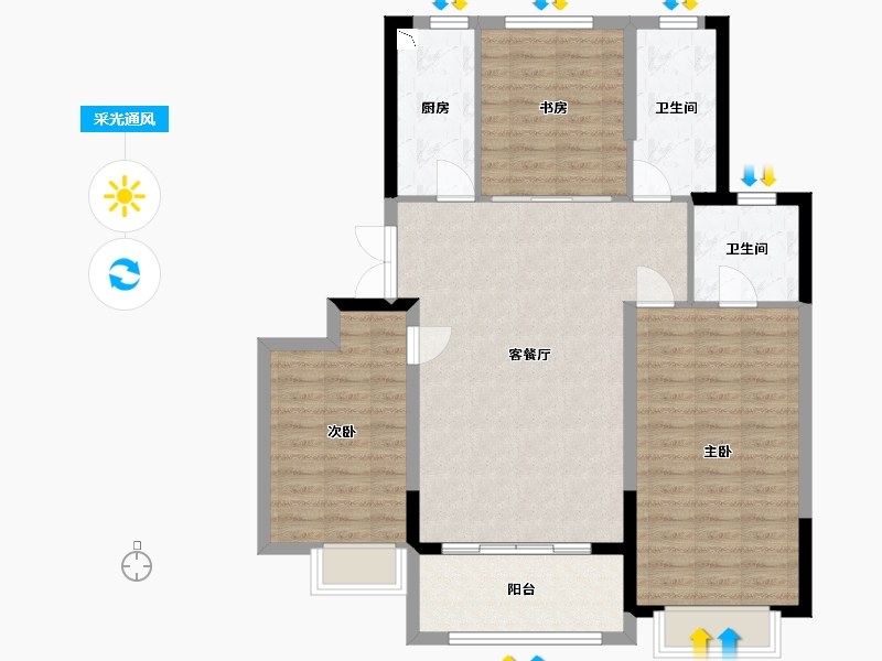 山东省-潍坊市-宏帆广场-101.60-户型库-采光通风