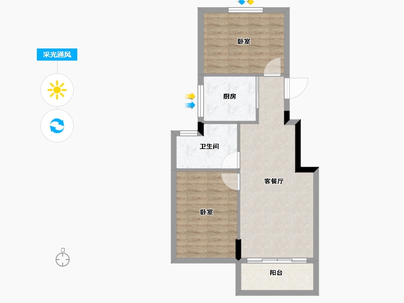 湖北省-黄冈市-城东一号-59.65-户型库-采光通风